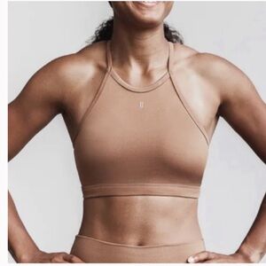 NOBULL High Neck Sports Bra Size Small Toffee Brown Tan Neutral Gym Racerback